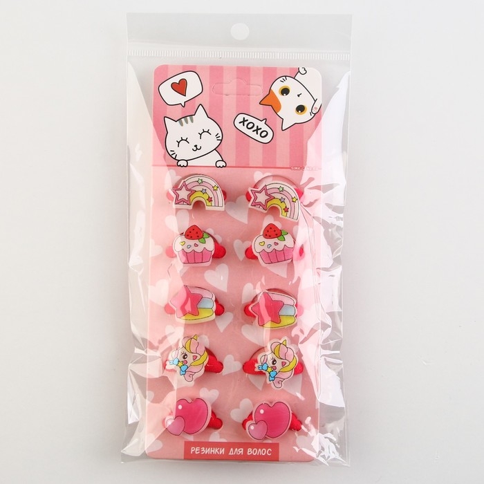 Резинки для волос детские «Котята», 10 шт, р-р резинки 1.5 х 1.5 х 1 см Резинки для волос детские «Котята», 10 шт, р-р резинки 1.5 х 1.5 х 1 см