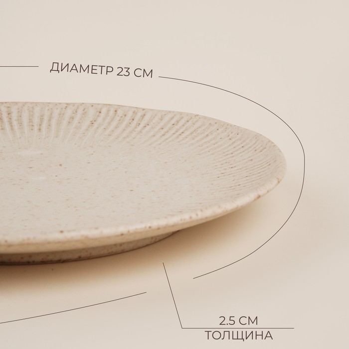 Набор тарелок керамических SL Home «Виенто», d=23 см, цвет бежевый Набор тарелок керамических SL Home «Виенто», d=23 см, цвет бежевый