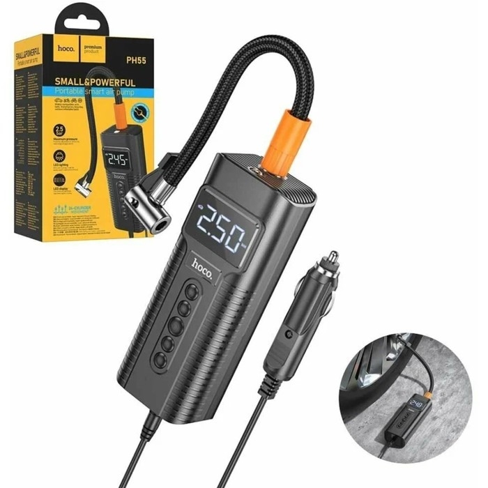 Компрессор Hoco PH55, 3,1 м, дисплей, чёрный Компрессор Hoco PH55, 3,1 м, дисплей, чёрный
