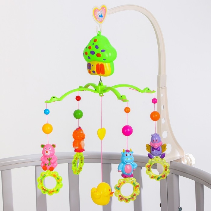 Мобиль музыкальный на кроватку «Домик. Зверятки погремушки №7», заводной, Крошка Я Мобиль музыкальный на кроватку «Домик. Зверятки погремушки №7», заводной, Крошка Я