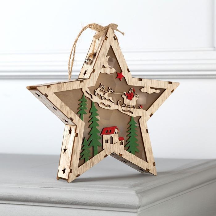 Светодиодная фигура «Звезда с новогодним пейзажем» 22 × 22 × 4 см, дерево, батарейки АААх2 (не в комплекте), свечение тёплое белое Светодиодная фигура «Звезда с новогодним пейзажем» 22 × 22 × 4 см, дерево, батарейки АААх2 (не в комплекте), свечение тёплое белое