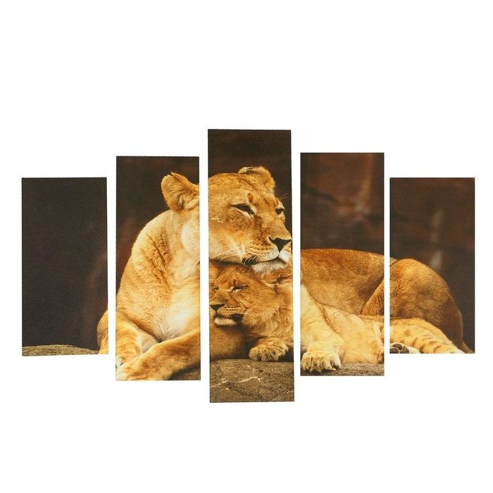 Картина модульная на подрамнике  Картина модульная на подрамнике "Звериная нежность" 2-25х52, 2-25х66,5,1-25х80, 80*140 см