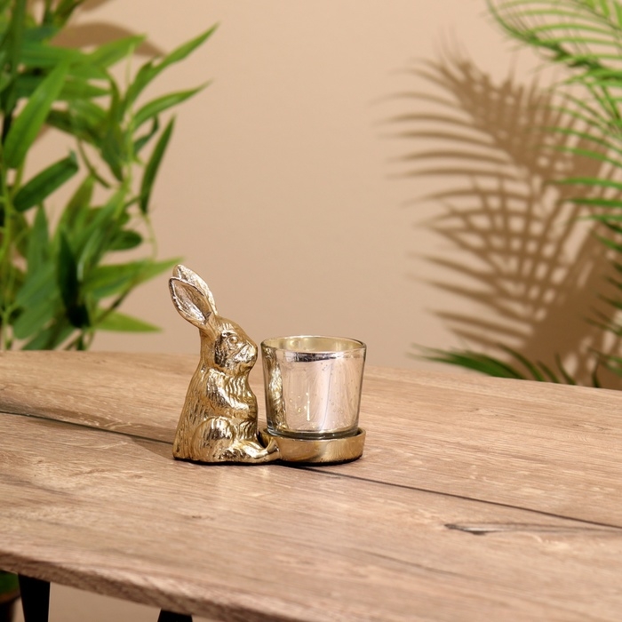 Подсвечник Подсвечник "Зайчик" алюминий 11х5х10 см