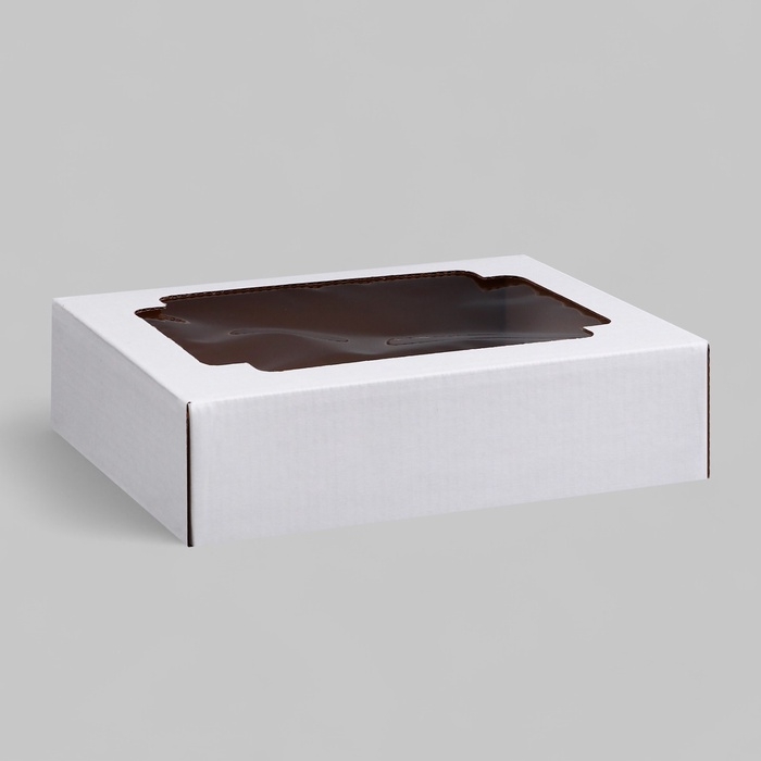 Коробка сборная без печати крышка-дно белая с окном 18 х 15 х 5 см Коробка сборная без печати крышка-дно белая с окном 18 х 15 х 5 см