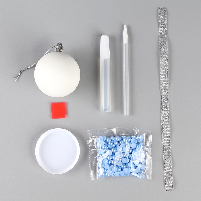 Ёлочная игрушка своими руками на новый год. Декор ёлочного шара полубусинами «Нежно-голубой», новогодний набор для творчества Ёлочная игрушка своими руками на новый год. Декор ёлочного шара полубусинами «Нежно-голубой», новогодний набор для творчества