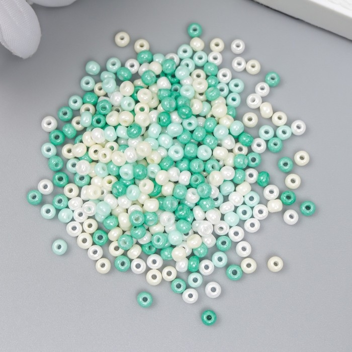 Бисер стекло 8/0  Бисер стекло 8/0 "Перламутр. Меланж зелёно-жёлтый" 10 гр