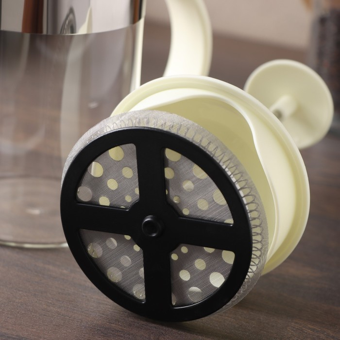 Чайник заварочный френч - пресс Доляна «Гарсон», 800 мл, стекло, цвет молочный Чайник заварочный френч - пресс Доляна «Гарсон», 800 мл, стекло, цвет молочный