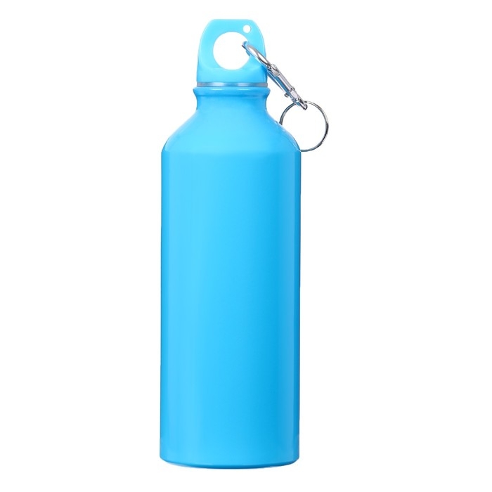 Бутылка для воды, 500 мл,  корпус из алюминия, пластик, голубая Бутылка для воды, 500 мл,  корпус из алюминия, пластик, голубая