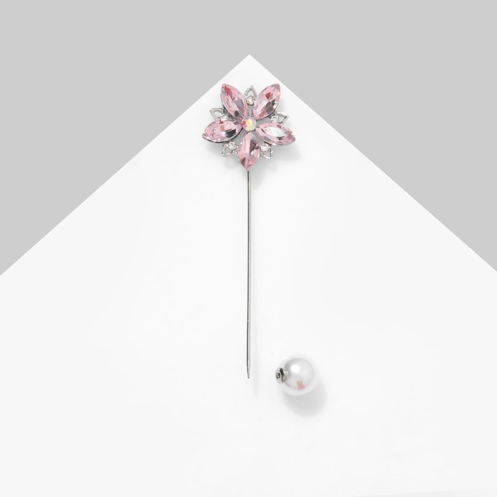 Булавка «Цветок» сирень, 8 см, цвет розовый в серебре Булавка «Цветок» сирень, 8 см, цвет розовый в серебре