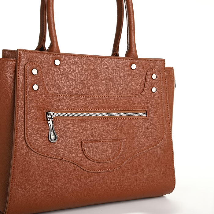 Сумка женская тоут, на молнии, цвет рыжий