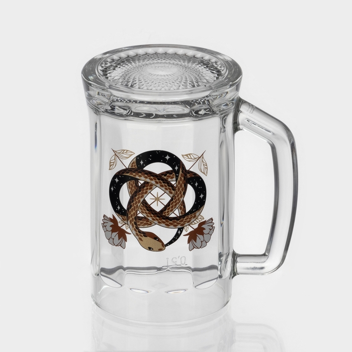 Кружка стеклянная для пива «Золотые змейки», 500 мл, МИКС Кружка стеклянная для пива «Золотые змейки», 500 мл, МИКС