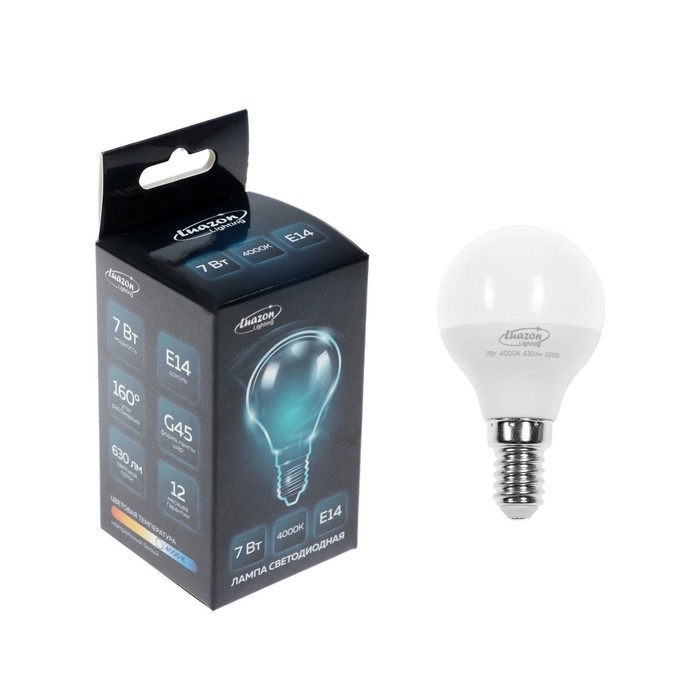 Лампа cветодиодная Luazon Lighting, G45, 7 Вт, Е14, 630 Лм, 4000 К, дневной свет Лампа cветодиодная Luazon Lighting, G45, 7 Вт, Е14, 630 Лм, 4000 К, дневной свет