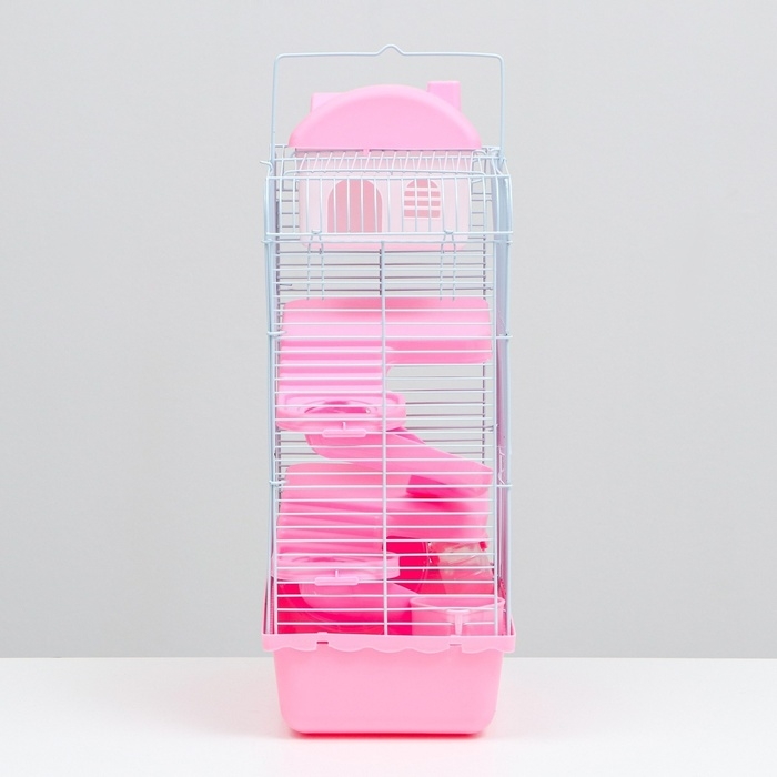 Клетка для мелких грызунов Клетка для мелких грызунов "Пижон", с наполнением, 23 х 17 х 40 см, розовая