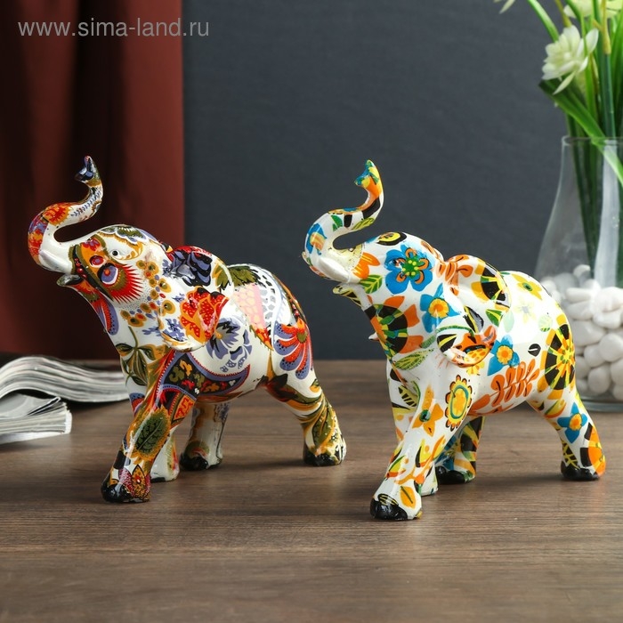 Сувенир полистоун Сувенир полистоун "Слон - буйство красок" МИКС 14х16х5,5 см