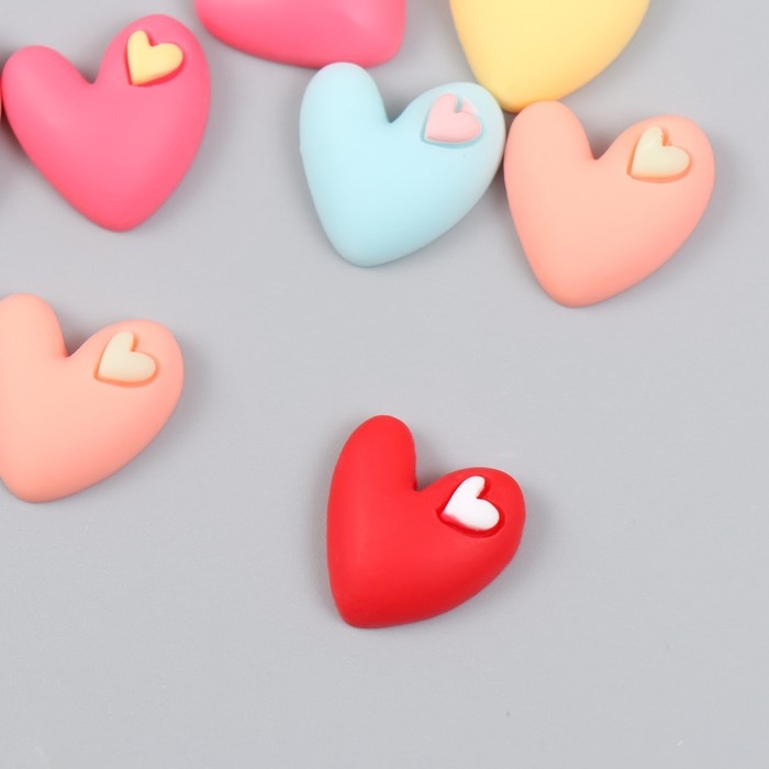 Декор для творчества пластик Декор для творчества пластик "Сердечко в сердечке" набор 12 шт 2х1,8 см