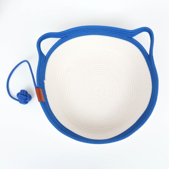 Экологичный лежак для животных (хлопок+рогоз), 45 х 37 х 16 см, вес до 25 кг, бело-синяя Экологичный лежак для животных (хлопок+рогоз), 45 х 37 х 16 см, вес до 25 кг, бело-синяя