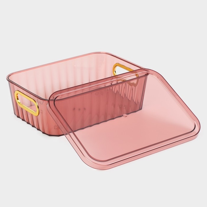 Контейнер для хранения с крышкой «Грани», 25,5×18×8 см, цвет МИКС Контейнер для хранения с крышкой «Грани», 25,5×18×8 см, цвет МИКС