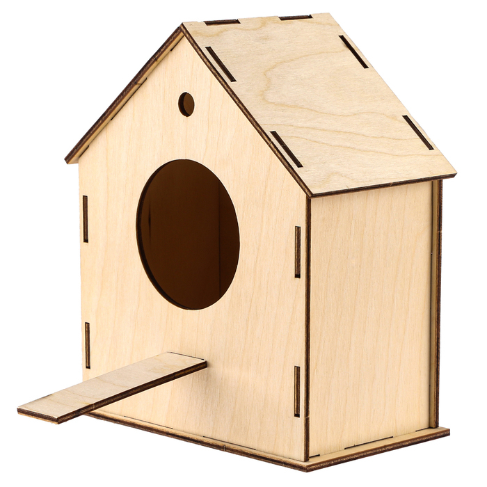 Деревянный скворечник - кормушка для птиц, закрытая