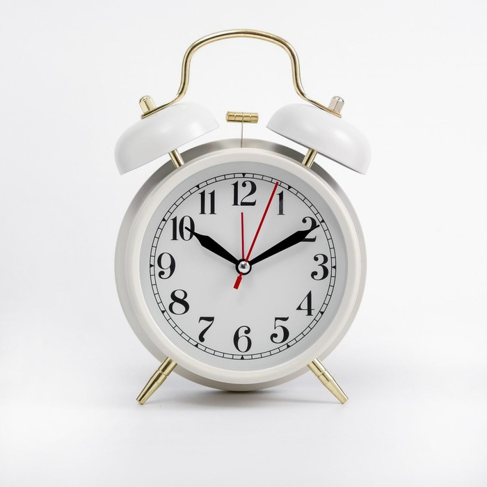 Будильник Будильник "Пеннант", с подсветкой, d-9 см, 17 х 11.5 см, белые