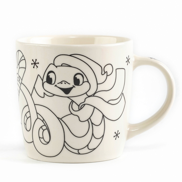 Новогодняя кружка под раскраску с игрушкой &laquo;Новый год! Змея&raquo;, 300 мл, набор для творчества, символ года 2025