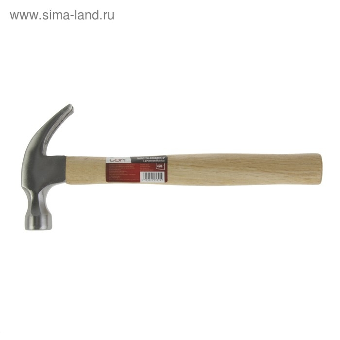 Молоток-гвоздодер ЛОМ, деревянная рукоятка, 470 г Молоток-гвоздодер ЛОМ, деревянная рукоятка, 470 г