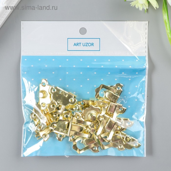 Замок металл для шкатулки золото + гвозд. набор 10 шт 2,9х3 см Замок металл для шкатулки золото + гвозд. набор 10 шт 2,9х3 см