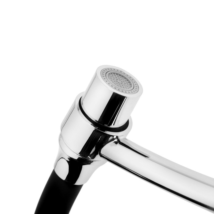 Cмеситель для кухни Accoona A4890FF-2, однорычажный, силиконовый излив, латунь, черный Cмеситель для кухни Accoona A4890FF-2, однорычажный, силиконовый излив, латунь, черный