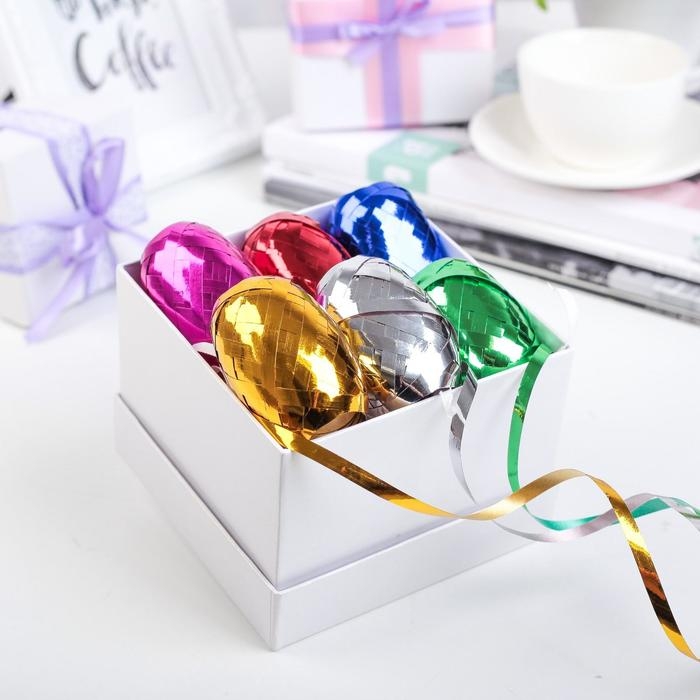 Лента упаковочная металлизированная, ассорти, набор 6 шт., 0,5 см х 10 м Лента упаковочная металлизированная, ассорти, набор 6 шт., 0,5 см х 10 м