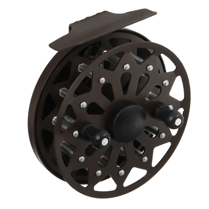 Катушка инерционная, металл, диаметр 10 см, цвет темно-коричневый, TL100