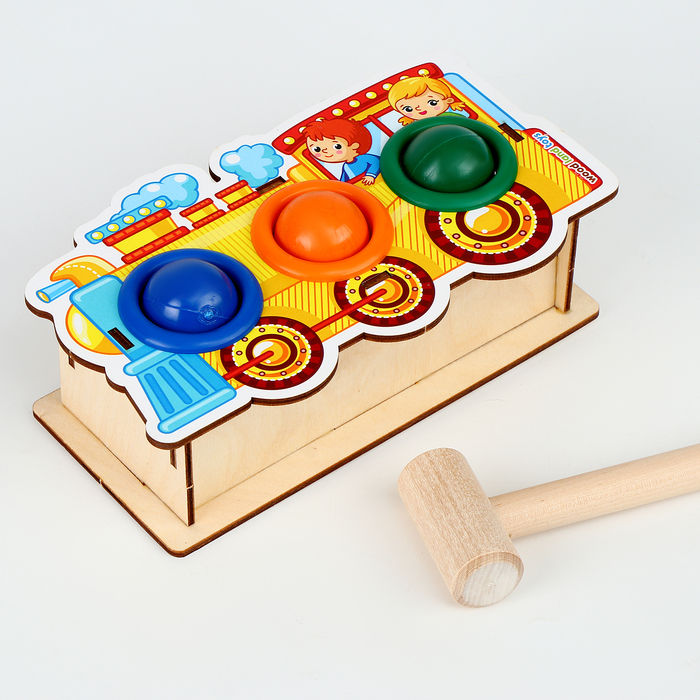 Стучалка-сортер «Паровоз», с молотком, МИКС, шарики: 3 см Стучалка-сортер «Паровоз», с молотком, МИКС, шарики: 3 см