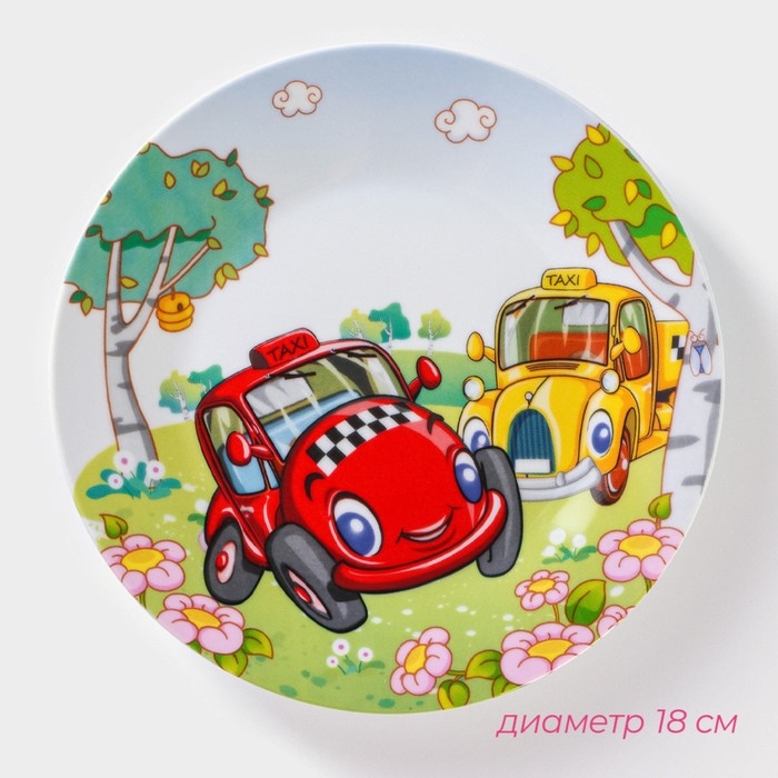 Набор детской посуды из керамики Доляна «Такси», 3 предмета: кружка 230 мл, миска 400 мл, тарелка d=18 см Набор детской посуды из керамики Доляна «Такси», 3 предмета: кружка 230 мл, миска 400 мл, тарелка d=18 см