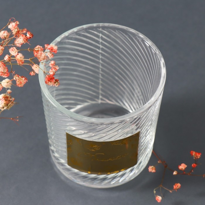 Банка для свечей стекло Банка для свечей стекло "Обнимаю. Цветы" прозрачная 350 мл 8,5х8,5х10 см