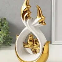 Сувенир керамика "Две птички на ветке" белый с золотом 7х15,5х29,5 см Сувенир керамика "Две птички на ветке" белый с золотом 7х15,5х29,5 см