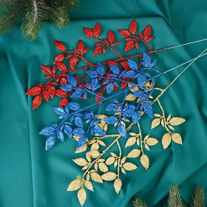 Декор блеск «Веточка с листочками», 15×30 см, МИКС