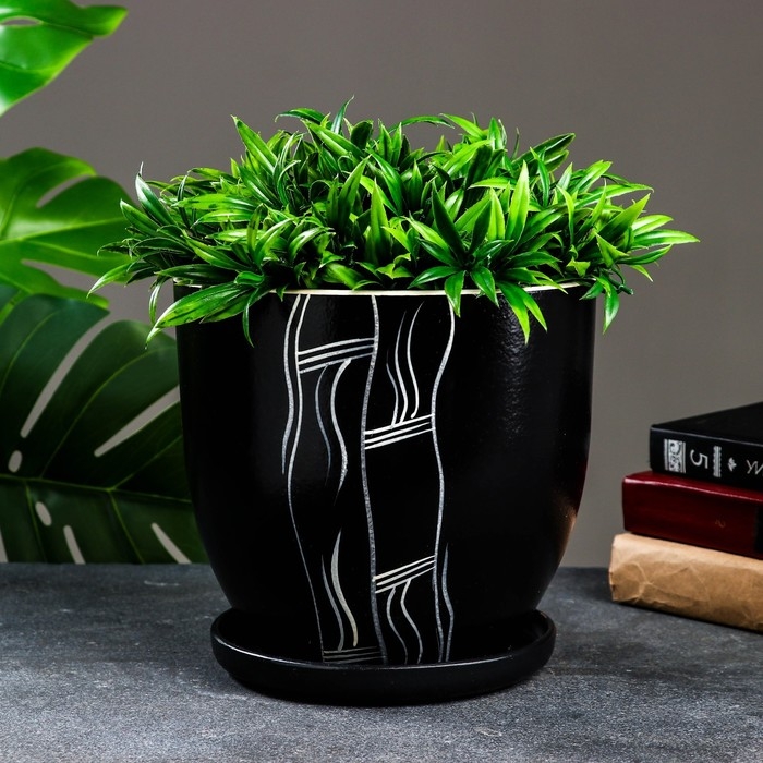 Горшок цветочный Горшок цветочный "Изысканность" чёрный, 4,7 л