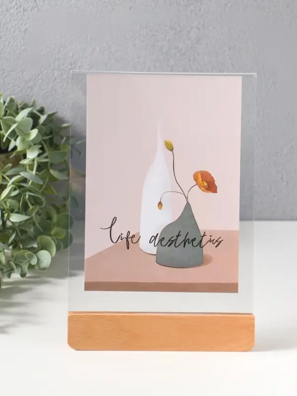 Фоторамка дерево 15х20 см "Синие цветы на белом" 2х15,5х22 см