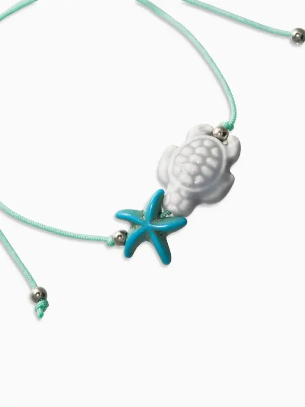 Браслет на нити &laquo;Звезда и Черепашка&raquo;, d=7 см, серый, голубой