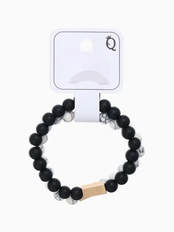 Браслеты парные из бусин &laquo;Неразлучники. Сердце&raquo;, d=6.5 см, набор 2 шт. шар №8, чёрный, белые