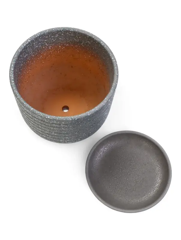 Горшок цветочный с поддоном 2,9 л, серый керамика Горшок цветочный с поддоном 2,9 л, серый керамика "Пряности" (М)