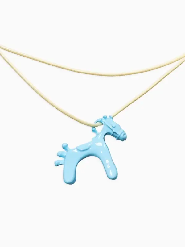Кулон на шнурке "Конь", цвет бело-голубой,  L=51 см