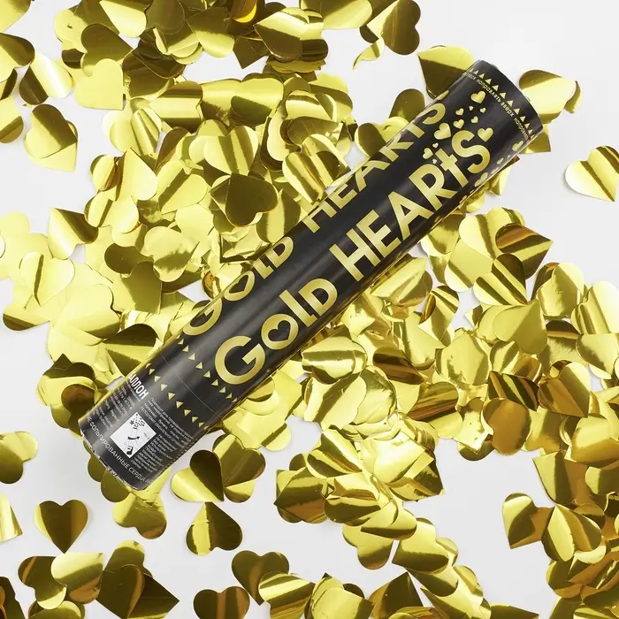 Хлопушка пневматическая Хлопушка пневматическая "Сердца" фольга, золото, металлик, (12/30 см)