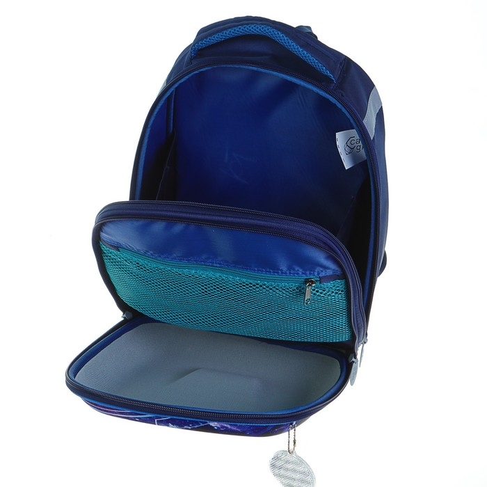 Рюкзак каркасный школьный, 37 х 28 х 19 см, Calligrata К Рюкзак каркасный школьный, 37 х 28 х 19 см, Calligrata К "Крутой космос", синий