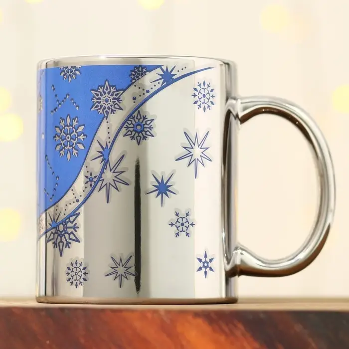 Кружка керамическая новогодняя Дорого внимание «Make a wish», 330 мл, серебристая Кружка керамическая новогодняя Дорого внимание «Make a wish», 330 мл, серебристая