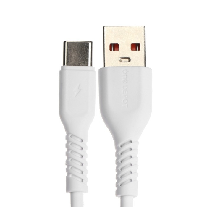 Кабель ONE DEPOT S08WT, Type-C - USB, 2.4 А, 1 м, белый Кабель ONE DEPOT S08WT, Type-C - USB, 2.4 А, 1 м, белый