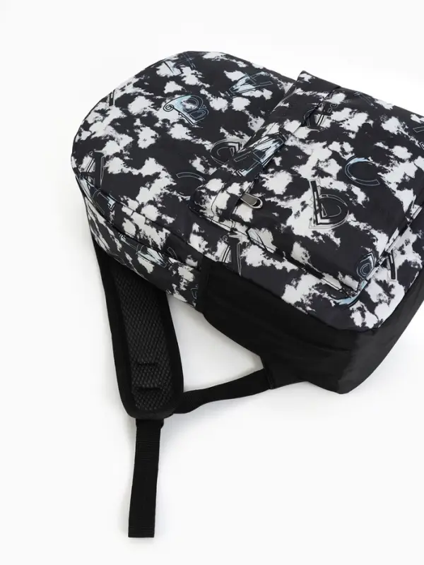 Рюкзак школьный на молнии, с карманами, с принтом, размер 30&times;13&times;42 см, чёрный/белый