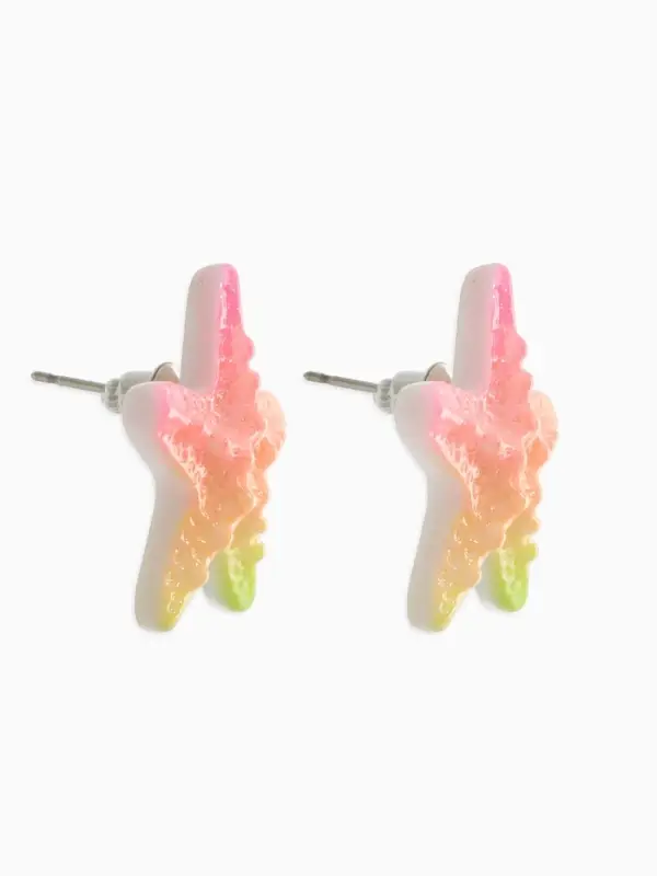 Серьги пластик &laquo;Морская звезда&raquo;, розовый, зелёный