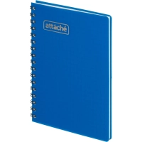 Блокнот А6,60л,гребень слева,обл.пластик,клетка, Attache Plastic, синий