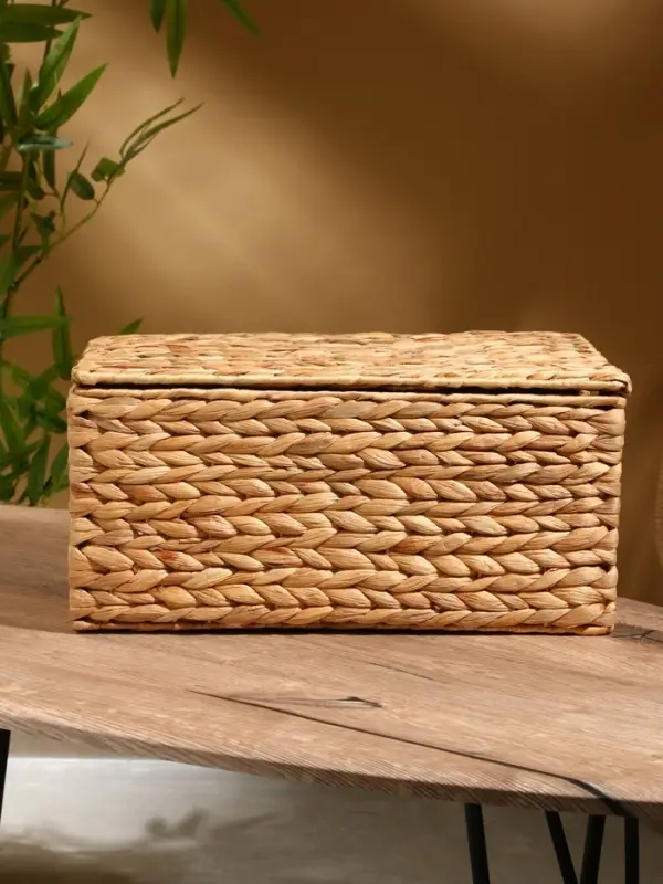 Корзинка прямоугольная с крышкой, 40×25×18 см, водный гиацинт Корзинка прямоугольная с крышкой, 40×25×18 см, водный гиацинт