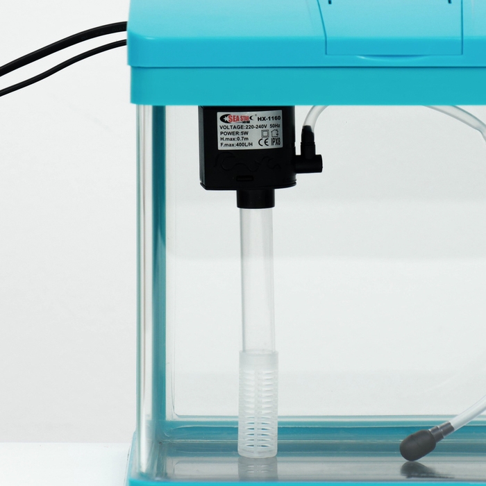 Аквариум SeaStar HX-240F в комплекте: LED-лампа, фильтр, 10 л, голубой Аквариум SeaStar HX-240F в комплекте: LED-лампа, фильтр, 10 л, голубой