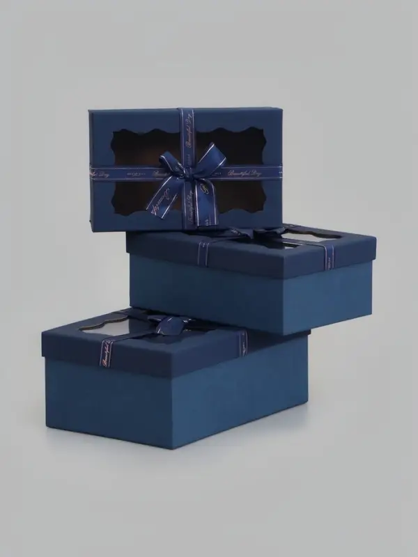 Набор подарочных коробок 3 в 1, прямоугольные с окном 23&times;16&times;9.5 21&times;14&times;8.0 19&times;12&times;6.5 см